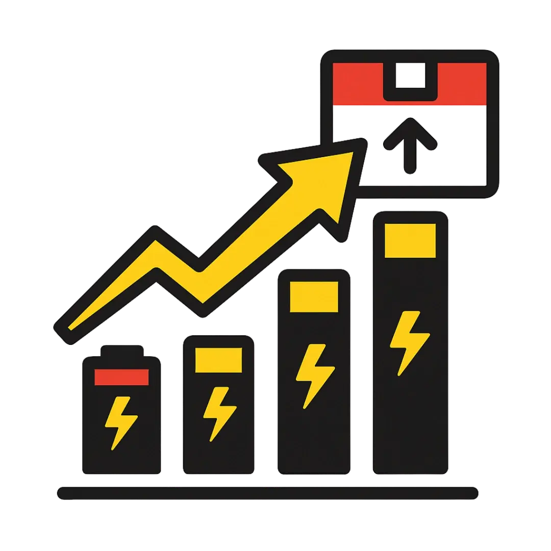 Stock permanente y alta rotación Alta rotación y stock garantizado – gráfico de pilas Powercell